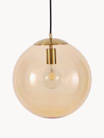 Hanglamp Bao van glas, Lamp: vermessingd metaal, Lichtbruin, goudkleurig, Ø 35 cm