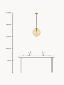 Pendelleuchte Bao aus Glas, Lampenschirm: Glas, Baldachin: Metall, galvanisiert, Hellbraun, Goldfarben, Ø 35 cm