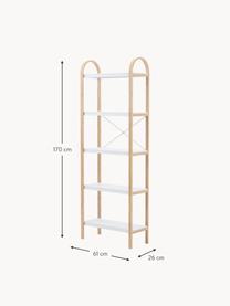 Metall-Regal Bellwood, Gestell: Holz, Ablage: Metall, beschichtet, Weiß, Helles Holz, B 61 x H 170 cm