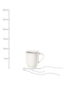 Tasse à thé porcelaine à table ligne noire, 4 pièces, Blanc Bord : noir