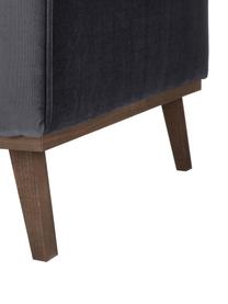 Sofa z aksamitu z nogami z drewna bukowego Alva (3-osobowa), Tapicerka: aksamit (wysokiej jakości, Nogi: lite drewno bukowe, barwi, Aksamitny ciemny szary, S 215 x G 92 cm