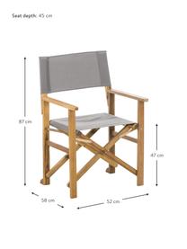 Krzesło reżysera Zoe, Stelaż: drewno akacjowe, olejowan, Szary, S 52 x G 58 cm