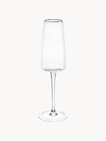Mundgeblasene Sektgläser Ellery mit Goldrand, 4 Stück, Glas, Transparent mit Goldrand, Ø 7 x H 23 cm