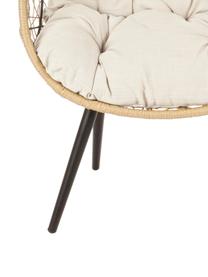 Fauteuil futon de jardin avec tressage en plastique Marley, Beige, crème, noir