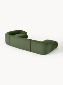 Modulární bouclé sedací souprava Sofia, Zelená, Š 404 cm, H 231 cm, pravé rohové provedení