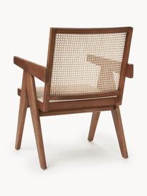 Poltrona lounge con intreccio viennese Sissi, Struttura: legno di quercia massicci, Seduta: rattan, Legno di quercia scuro, Larg. 58 x Prof. 66 cm