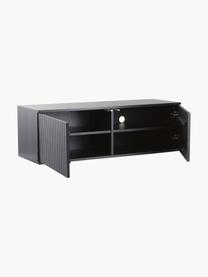 TV-Konsole Sandviken, Mitteldichte Holzfaserplatte (MDF), Eschenholzfurnier, lackiert, Holz, schwarz lackiert, B 120 x H 38 cm