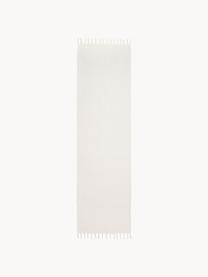 Tapis fin de couloir, blanc crème, tissé main Agneta, 100 % coton, Blanc crème, larg. 70 x long. 250 cm