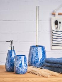 WC-borstel Blue Marble van keramiek, Houder: keramiek, Blauw, Ø 13 x H 41 cm