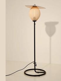 Kleine outdoor vloerlamp Satellite, Lampenkap: plaatstaal, gecoat, Wit, zwart, H 128 cm