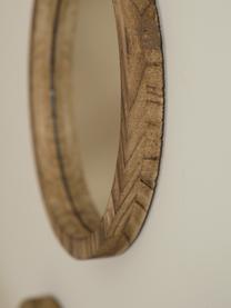 Sada nástěnných kulatých zrcadel s dřevěným rámem z paulovnie Jones, 3 díly, Světlé dřevo, Sada s různými velikostmi