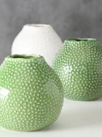 Lot de vases Tessa, 3 élém., Grès cérame, Tons verts, blanc, Ø 13 x haut. 13 cm