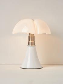 Mobile dimmbare LED-Tischlampe Pipistrello, Weiß, glänzend, Ø 27 x H 35 cm