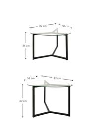 Set 2 tavolini da salotto con piani in vetro Tritri, Nero, trasparente, Set in varie misure