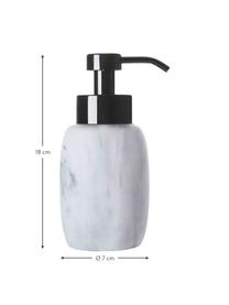 Dosificador de jabón Marblis, Recipiente: poliresina, Dosificador: acero inoxidable, pintado, Blanco, Ø 7 x Al 18 cm