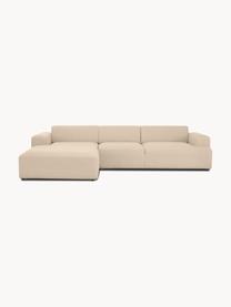 Divano angolare a 4 posti Melva, Rivestimento: 100% poliestre Il rivesti, Struttura: pino massiccio, certifica, Tessuto beige, Larg. 319 x Prof. 196 cm, chaise-longue a sinistra