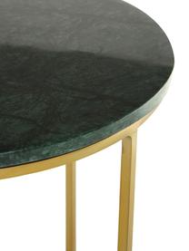 Runder Marmor-Beistelltisch Alys, Tischplatte: Marmor, Gestell: Metall, pulverbeschichtet, Grün, marmoriert, Goldfarben, Ø 40 x H 50 cm