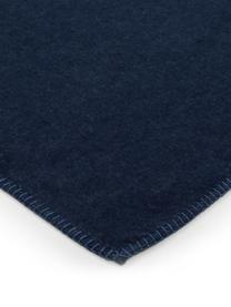 Coperta in cotone blu navy con cuciture decorative Sylt, Blu marino, Larg. 140 x Lung. 200 cm