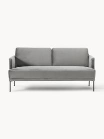 Sofa z aksamitu Fluente (2-osobowa), Tapicerka: aksamit (wysokiej jakości, Stelaż: lite drewno sosnowe, Nogi: metal malowany proszkowo , Szary aksamit, S 166 x G 85 cm