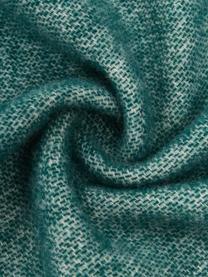 Plaid en laine vert et blanc à franges, réversible Tirol, Vert, blanc, larg. 140 x long. 200 cm