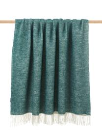 Obojstranná vlnená deka so strapcami Tirol, Zelená, biela, Š 140 x D 200 cm