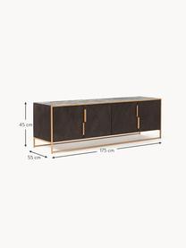 Credenza bassa in legno di mango Harry, Legno di mango, dorato, Larg. 175 x Alt. 45 cm