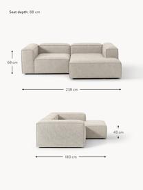 Modulares Ecksofa Lennon aus Leinen-Mix, Bezug: 50 % Viskose, 25 % Leinen, Gestell: Fichtenholz, Sperrholz, m, Füße: Kunststoff Dieses Produkt, Leinen-Mix Grau, B 238 x T 180 cm, Eckteil links