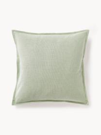 Housse de coussin 50x50 en coton Vicky, 100 % coton bio, Vert sauge, larg. 50 x long. 50 cm