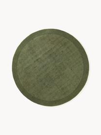 Tapis rond à poils ras Kari, 100 % polyester, certifié GRS, Tons vert foncé, Ø 150 cm (taille M)