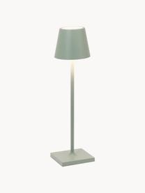 Lampada da tavolo portatile a LED con luce regolabile Poldina, Lampada: alluminio rivestito, Verde salvia opaco, Ø 11 x Alt. 38 cm