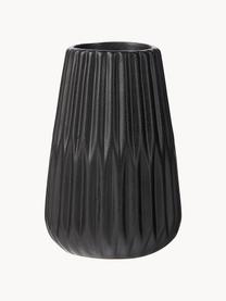 Lot de vases à surface striée Esko, 2 élém., Porcelaine, Noir, Lot de différentes tailles