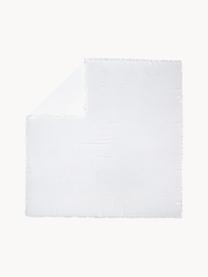 Nappe en coton à franges Nalia, 100 % coton, Blanc, 6-8 personnes (long. 250 x larg. 160 cm)