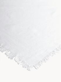 Nappe en coton à franges Nalia, 100 % coton, Blanc, 6-8 personnes (long. 250 x larg. 160 cm)