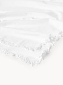 Nappe en coton à franges Nalia, 100 % coton, Blanc, 6-8 personnes (long. 250 x larg. 160 cm)