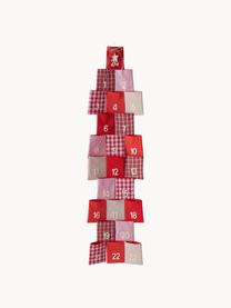 Adventskalender Edala H 110 cm, Baumwolle, Polyester-Filz, Rot, Weiss, Beige, B 29 x H 110 cm