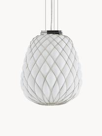 Lampada a sospensione fatta a mano Pinecone, Paralume: vetro, metallo zincato, Baldacchino: metallo zincato, Bianco, argentato, Ø 50 x Alt. 250 cm