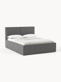 Gestoffeerd bed Dream, Bekleding: polyester (gestructureerd, Frame: massief grenenhout en pla, Geweven stof donkergrijs, B 200 x L 200 cm