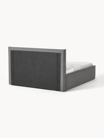 Gestoffeerd bed Dream, Bekleding: polyester (gestructureerd, Frame: massief grenenhout en pla, Geweven stof donkergrijs, B 200 x L 200 cm