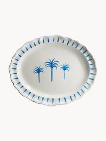 Piatto da portata dipinto a mano The Palms, Ceramica, Bianco, blu, Larg. 53 x Prof. 43 cm