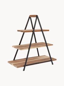 Etagere Serve mit Platten aus Akazienholz, Gestell: Metall, lackiert, Akazienholz, Schwarz, B 50 x H 54 cm