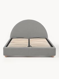 Gestoffeerd bed Ebba met opbergruimte, Bekleding: 100% polypropyleen Met 23, Frame: massief grenenhout en pla, Poten: massief grenenhout, Geweven stof grijs, B 140 x L 200 cm