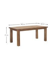 Table en bois massif Bois, Bois de teck massif, non traité, Bois de teck, larg. 180 x prof. 90 cm