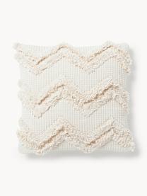 Kissenhülle Akesha mit getuftetem Zickzack-Muster, Off White, B 45 x L 45 cm