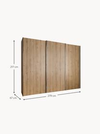 Schwebetürenschrank Monaco, 3-türig, Korpus: Holzwerkstoff, foliert, Leisten: Metall, beschichtet, Holz, B 279 x H 217 cm