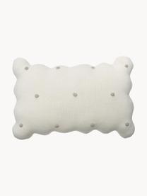Coussin douillet en coton brodé à la main Biscuit, Blanc cassé, beige clair, larg. 25 x long. 35 cm