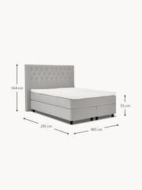 Premium fluwelen boxspringbed Phoebe, Matras: 5-zone pocketveren kern, Poten: massief gelakt berkenhout, Fluweel grijs, B 200 x L 200 cm, hardheidsgraad H3