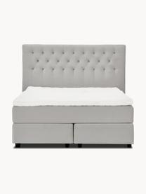 Letto boxspring premium in velluto Phoebe, Materasso: nucleo a 5 zone di molle , Piedini: legno massiccio di betull, Velluto grigio, Larg. 200 x lung. 200 cm, grado di durezza H3