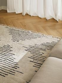 Alfombra artesanal de algodón con flecos Fini, 100% algodón, Beige, negro, An 160 x L 230 cm (Tamaño M)