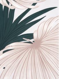 Pościel z satyny bawełnianej Aloha, Przód: beżowy, zielony Tył: beżowy, 135 x 200 cm + 1 poduszka 80 x 80 cm