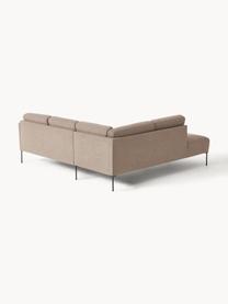 Sofa narożna Fluente, Tapicerka: 100% poliester Dzięki tka, Stelaż: lite drewno sosnowe, Nogi: metal malowany proszkowo , Taupe tkanina, S 221 x G 200 cm, lewostronna